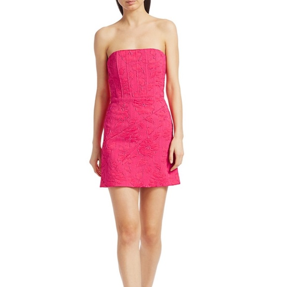 Perla Boned Strapless Pleated Dress in Wild Pink